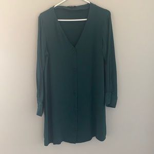 Madewell Green/Blue Button Front Shift Dress sz M